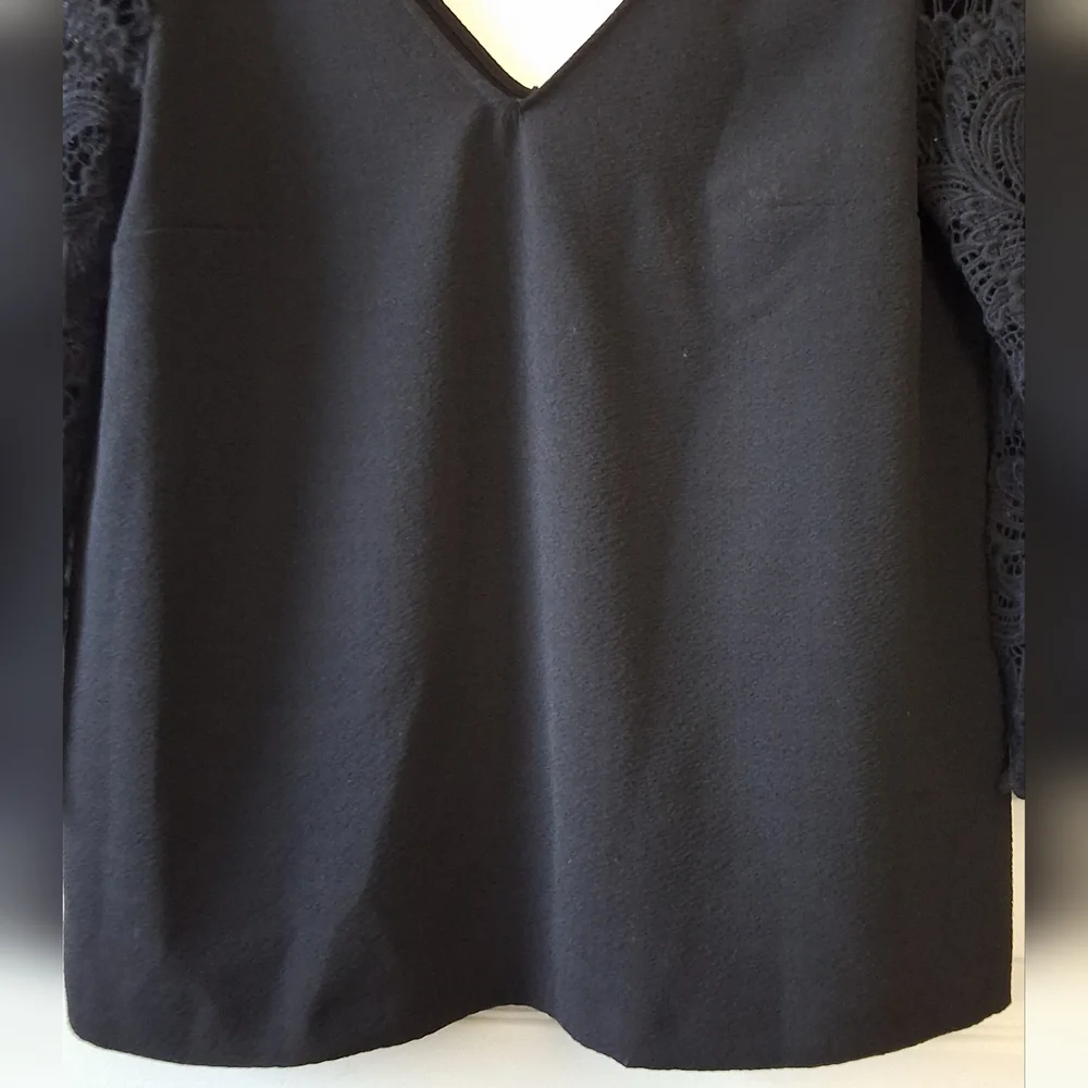 Sezane Black Lace Sleeve Blouse - Picture 6 of 15